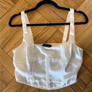 White Satin Crop Top